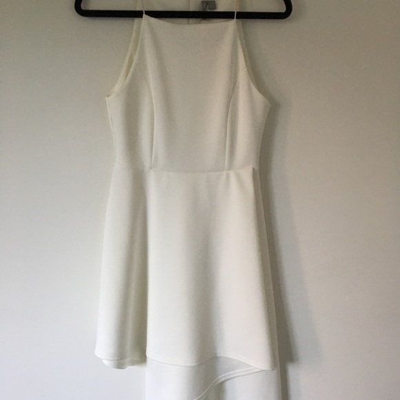White Asymmetrical Hem Dress - Picture 2 of 4